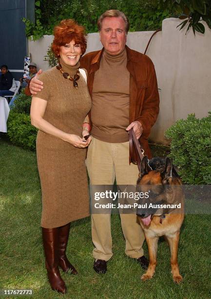 Jill St. John, Robert Wagner and their dog Larry during "Silver Spoon Dog and Baby Buffet Benefitting Much Love Animal Rescue - Day One at Private...