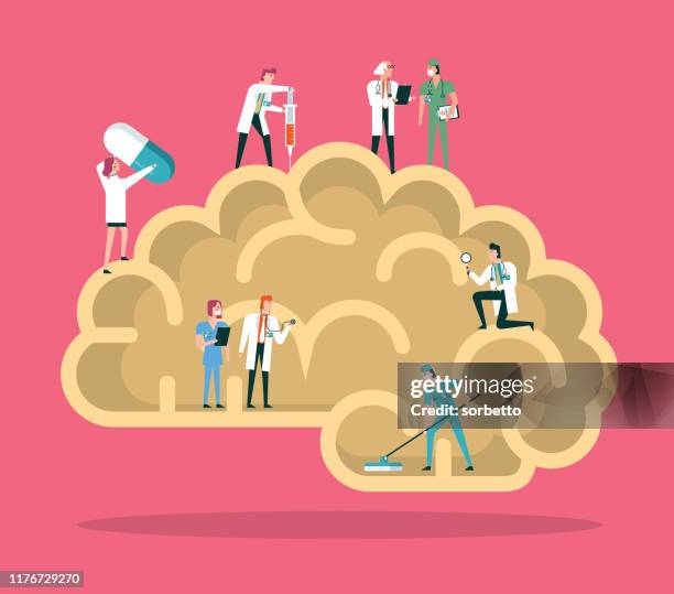 human brain - worried patient stock illustrations