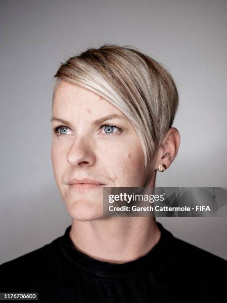 The FIFA FIFPro Women’s World11 finalist Nilla Fischer of Wolfsburg and Sweden poses for a portrait ahead of The Best FIFA Football Awards 2019 at...