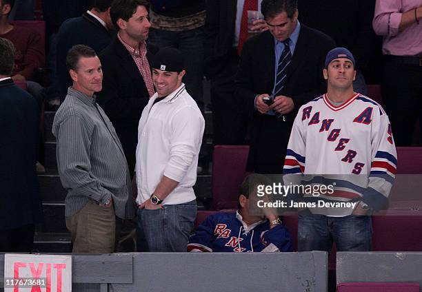 Tom Glavine and David Wright during Celebrities Attend Philadelphia Flyers vs New York Rangers Game - October 10, 2006 at Madison Square Garden in...
