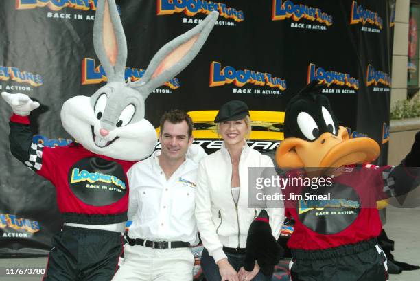 Jeff Gordon & Jenna Elfman & Looney Tunes during Jeff Gordon and Jenna Elfman Team Up to Unveil a Race Car, Pace Car and Spy Car at Warner Bros....