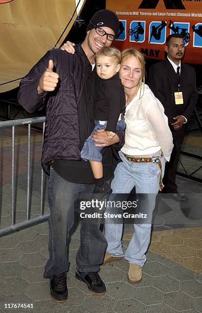 Bob Burnquist, wife Jen & daughter Lotus during "ESPN'S Ultimate X" Movie Premiere at Universal City Walk in Universal City, California, United...