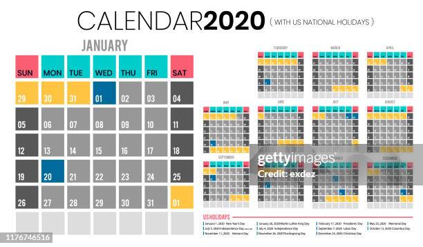 calendar 2020 including us holidays - march calendar 2020 stock illustrations