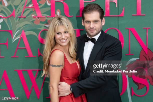 Michelle Hunziker and Tomaso Trussardi on the Red carpet of the Green carpet Fashion Awards event at the Teatro alla Scala. Milan , September 22nd,...