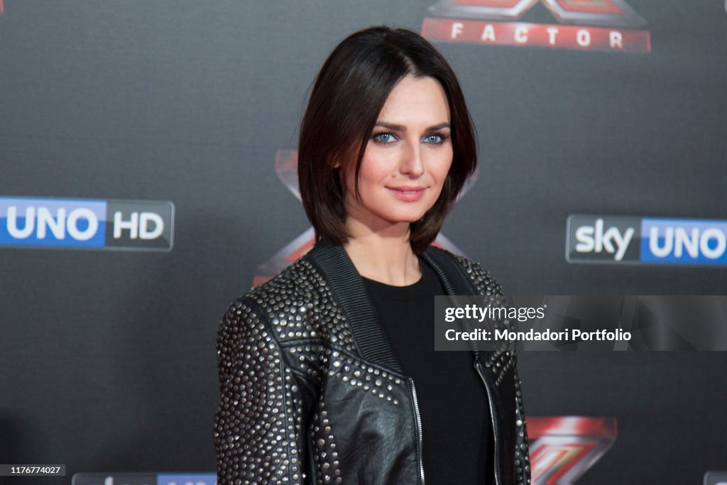 Italian actress Anna Safroncik during X Factor final episode red