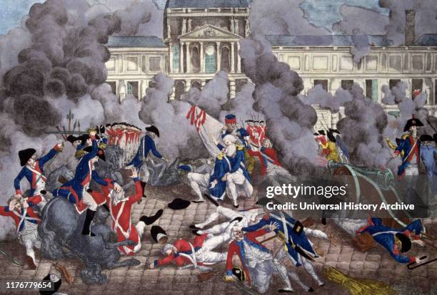 The Insurrection of 10 August 1792, during the French Revolution. The storming of the Tuileries Palace by the National Guard of the Paris Commune and...