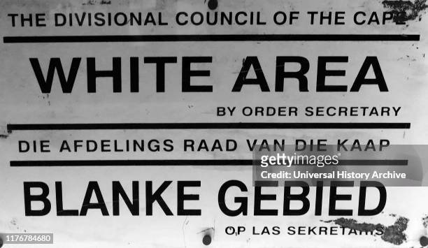 Official signs used in South Africa under the Apartheid administration. Apartheid was a system of institutionalised racial segregation that existed...