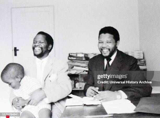 Oliver Tambo with Nelson Rolihlahla Mandela , South African anti-apartheid revolutionary, political leader, served as President of South Africa from...