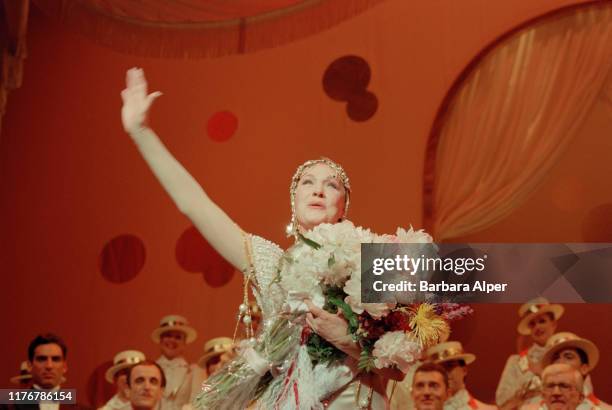 English actress Julie Andrews in her final performance as Victoria Grant in the Broadway run of the musical, 'Victor/Victoria' at the Marquis...