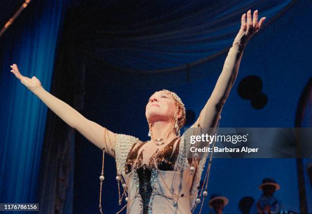 English actress Julie Andrews in her final performance as Victoria Grant in the Broadway run of the musical, 'Victor/Victoria' at the Marquis...