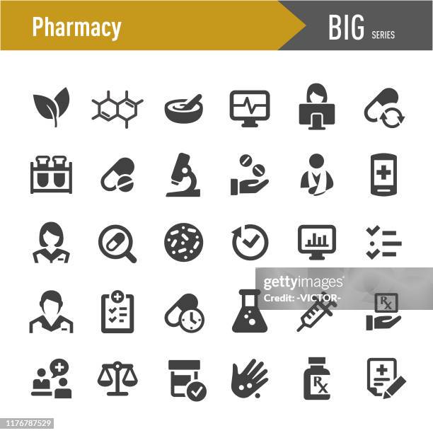 stockillustraties, clipart, cartoons en iconen met apotheek icons-big series - big pharma