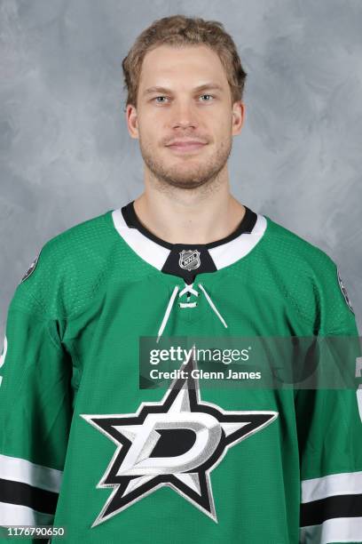 Jamie Oleksiak of the Dallas Stars poses for his official headshot for the 2019-2020 season on September 12, 2019 at the Comerica Center in Frisco,...