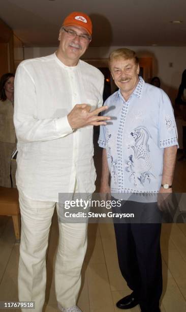 Laker head coach Phil Jackson and Dr. Jerry Buss pose for photographers at the Los Angeles Lakers victory celebration at Ian Schrager's Ultra Chic...