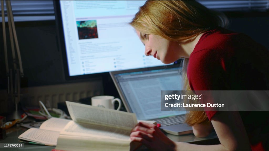 Female student working