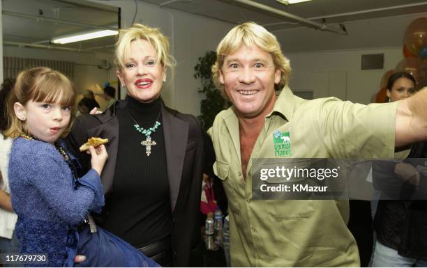 Melanie Griffith and Steve Irwin during Nickelodeon's 15th Annual Kids Choice Awards - Backstage at Barker Hangar in Santa Monica, California, United...