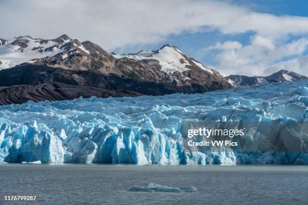 The Grey Glacier and Lago Grey in Torres del Paine National Park. A UNESCO World Biosphere Reserve in Chile in the Patagonia region of South America.