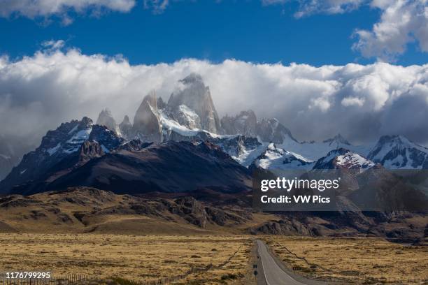 Mount Fitz Roy in Los Glaciares National Park near El Chalten. Argentina. A UNESCO World Heritage Site in the Patagonia region of South America....