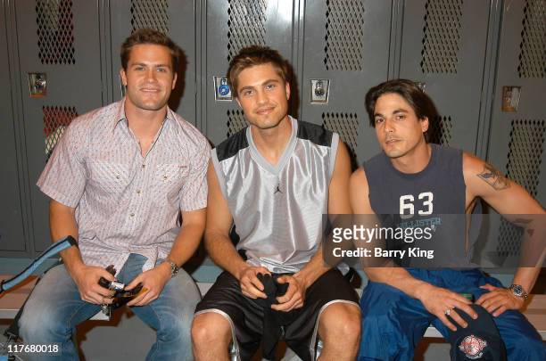 Kyle Brandt, Eric Winter and Bryan Dattilo during Hollywood Knights Basketball Game - Fullerton at Troy High School in Fullerton, California, United...