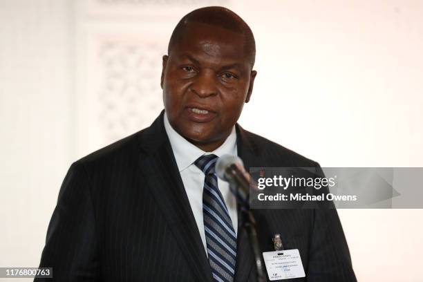 President Emmerson Mnangagwa speaks during the Leaders for Nature and People Event at United Nations Headquarters on September 23, 2019 in New York...