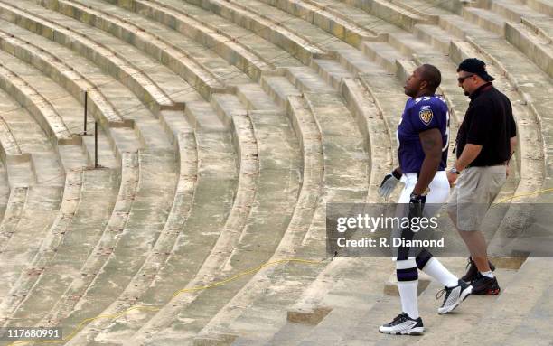 Terrell Suggs, Ravens during Reebok NFL Players Rookie Premiere Presented by 989 Sports at LA Coliseum in Los Angeles, California, United States.