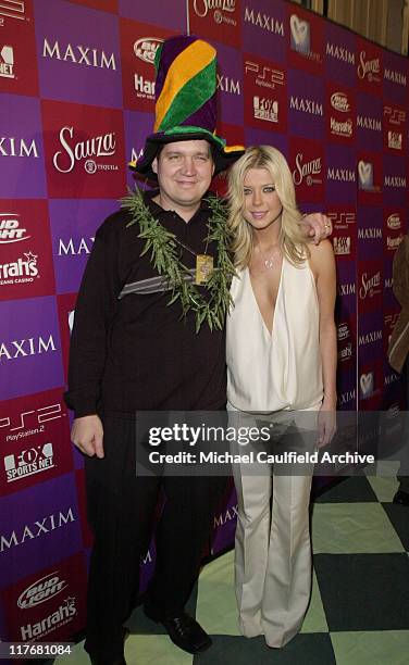 Maxim editor-in-chief Keith Blanchard & Tara Reid during Super Bowl XXXVI - Maxim Super Bowl Party at The Ruins in New Orleans, Louisiana, United...