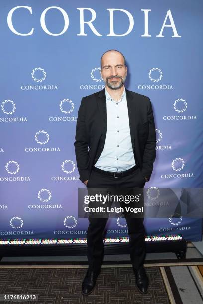 Dara Khosrowshahi, CEO, UBER, is seen backstage during the 2019 Concordia Annual Summit - Day 2 at Grand Hyatt New York on September 24, 2019 in New...