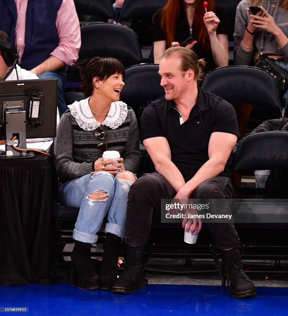 Celebrities Attend New York Knicks v New Orleans Pelicans Game