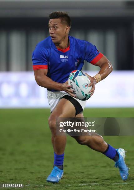 Somoa fullback Tim Nanai-Williams in action during the Rugby World Cup 2019 Group A game between Russia and Samoa at Kumagaya Rugby Stadium on...