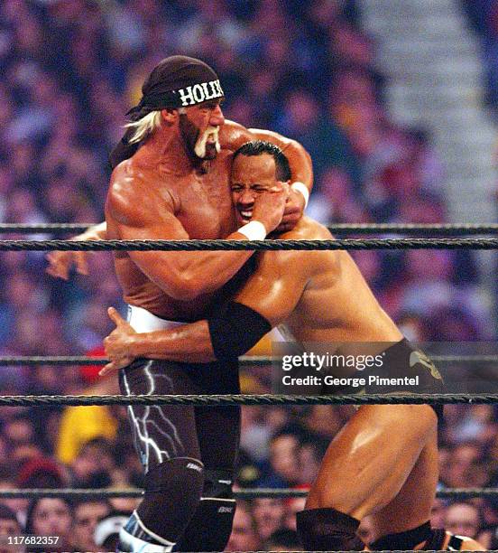 Hollywood Hulk Hogan and The Rock at Wrestlemania X8