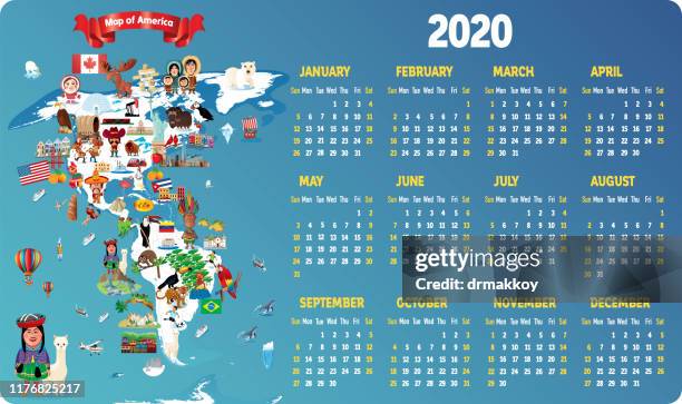 ilustraciones, imágenes clip art, dibujos animados e iconos de stock de calendario américa 2020 - estado amazonas venezuela