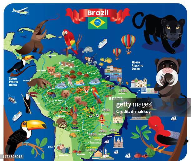 cartoon map of brazil - bahia stock illustrations