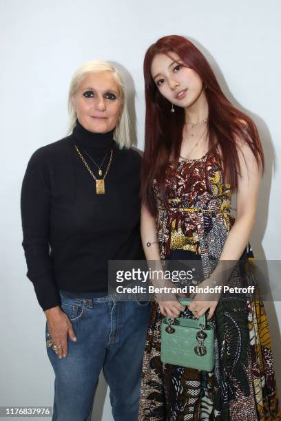 Stylist Maria Grazia Chiuri and Bae Suzy pose after the Christian Dior Womenswear Spring/Summer 2020 show as part of Paris Fashion Week on September...