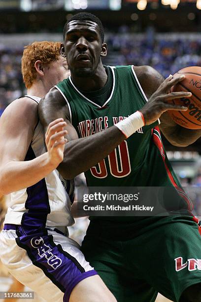 Greg Oden of Lawrence North High School in Indianapolis plays in the Indiana State High School 4A championship game at Conseco Fieldshouse in...