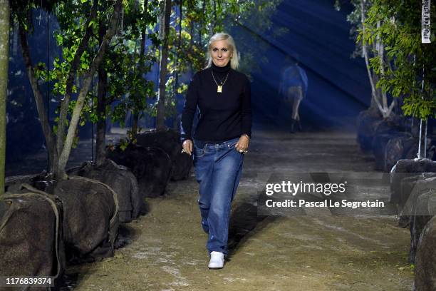 Fashion designer Maria Grazia Chiuri walks the runway during the Christian Dior Womenswear Spring/Summer 2020 show as part of Paris Fashion Week on...