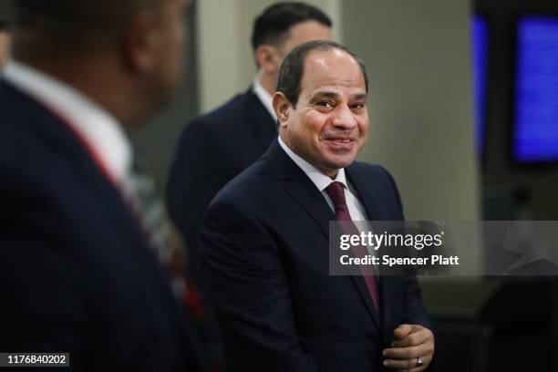 Egyptian President Abdel-Fatah al-Sisi arrives to speak at the United Nations General Assembly on September 24, 2019 in New York City. World leaders...