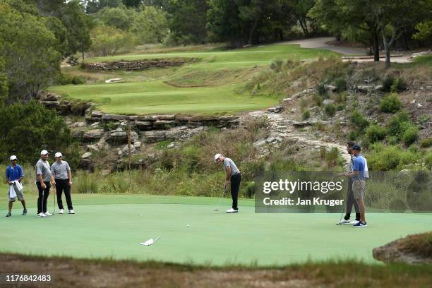 Great Britain and Ireland PGA Cup vice captain David Higgins in action during a practice round ahead of the PGA Cup at Barton Creek on September 24,...