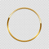 Golden ring isolated on transparent background. Vector golden frame.
