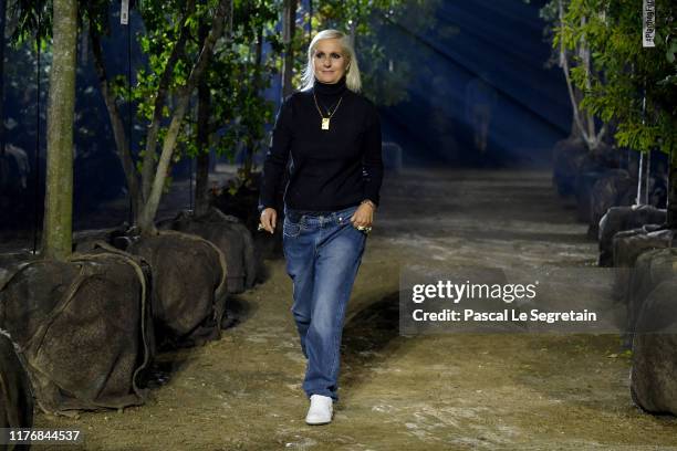 Fashion designer Maria Grazia Chiuri walks the runway during the Christian Dior Womenswear Spring/Summer 2020 show as part of Paris Fashion Week on...