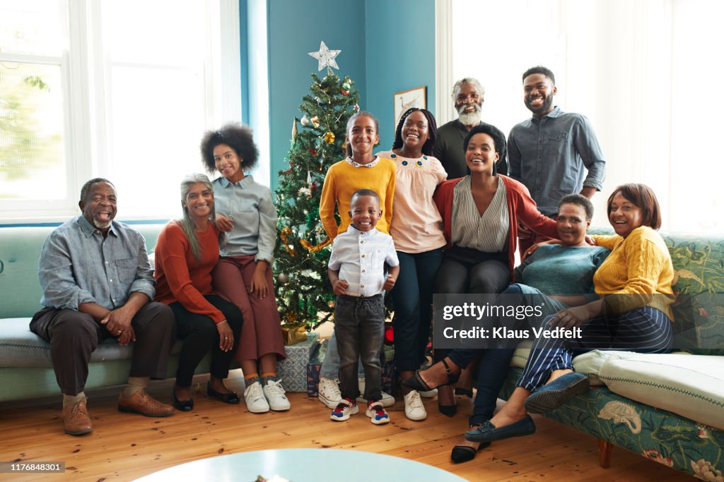 Happy family and friends celebrating Christmas