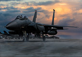 F-15 Eagle Fighter Plane at sunset