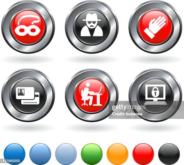 identity theft royalty free vector icon set - round cracker stock illustrations