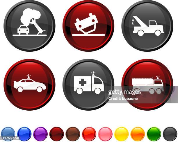 emergency response royalty free vector icon set - fallen tree stock illustrations