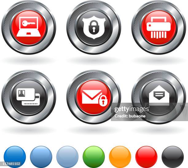 personal security royalty free vector icon set - paper shredder white background stock illustrations
