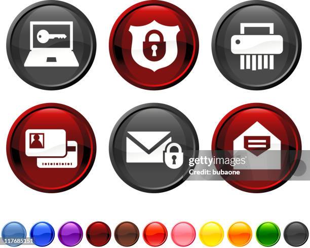 personal security royalty free vector icon set - document shredding stock illustrations