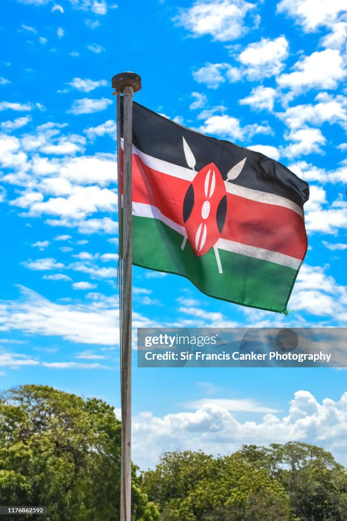 Kenya flag waiving in Nairobi