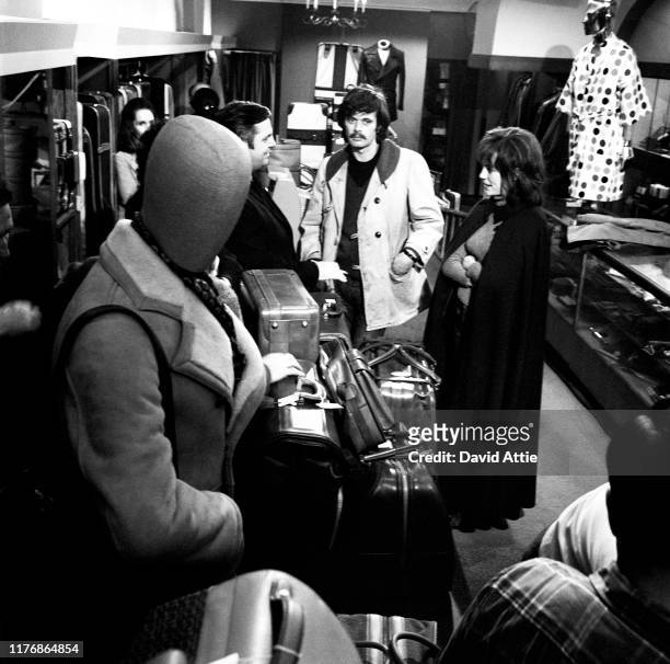 Actors Katherine Helmond, , in her first movie role as "saleslady", Marcia Jean Kurtz , Tom Lacy, Michael Sarrazin, and Jacqueline Bisset on the set...