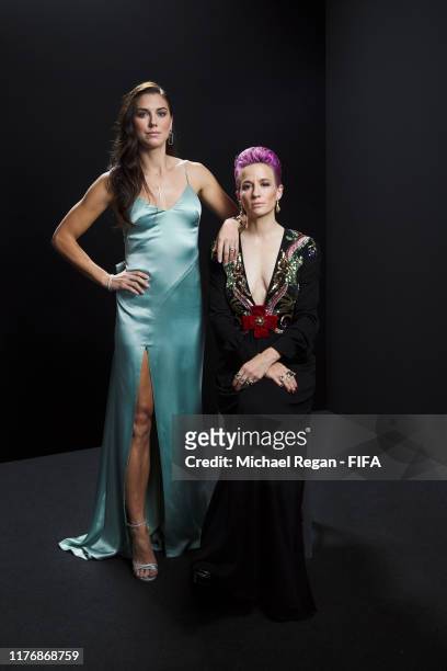 The Best FIFA Women's Player Award finalists Alex Morgan and Megan Rapinoe of United States pose for a portrait in the photo booth prior to The Best...