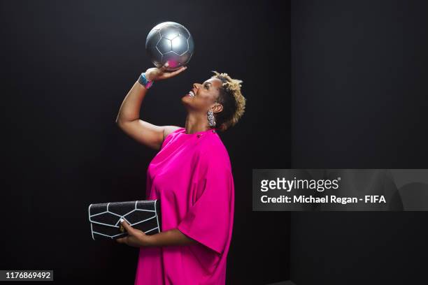 Legend Karina LeBlanc of Canada poses for a portrait ahead of The Best FIFA Football Awards 2019 at Excelsior Hotel Gallia on September 23, 2019 in...