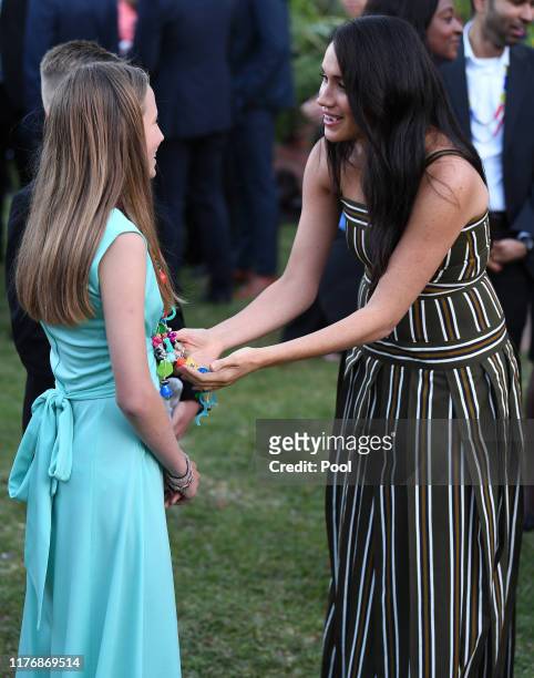 Meghan, Duchess of Sussex attends a reception for young people, community and civil society leaders at the Residence of the British High...