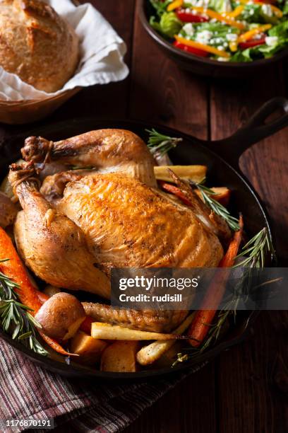 cast iron chicken - skillet stock pictures, royalty-free photos & images